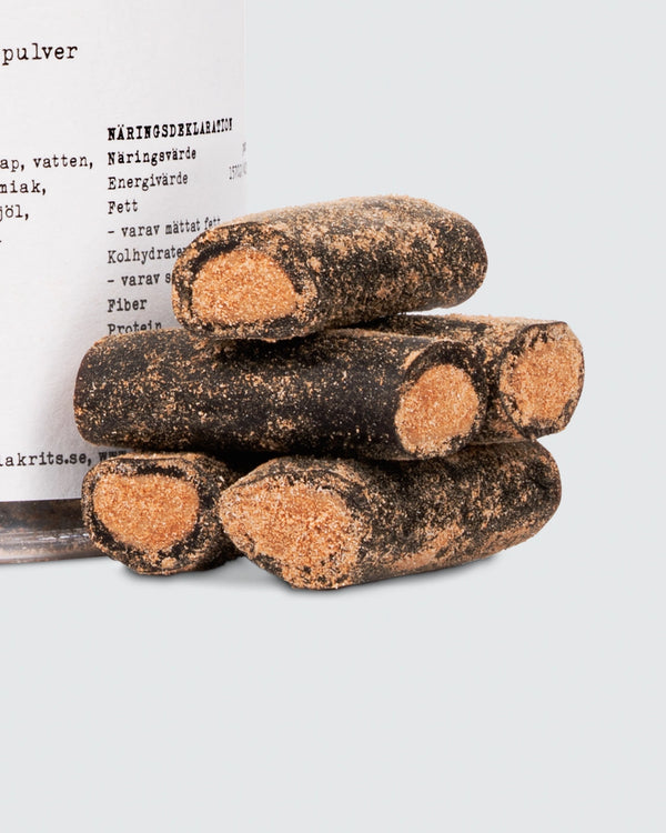Sød lakrids med blød salmiak-fyld - Haupt Lakrids Söta Svenskjävlar 250g