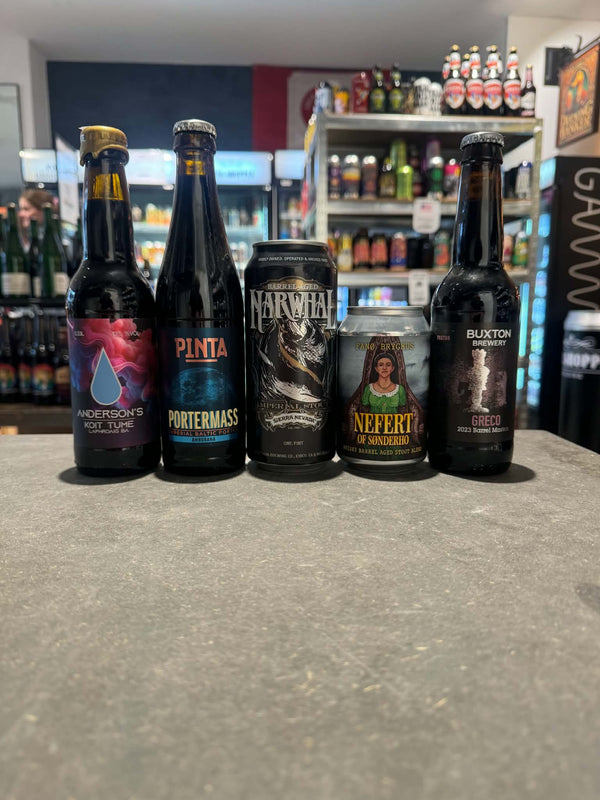 Premium Porter/Stout-smagekassen (4+ rating på Untappd) m/ 5 øl
