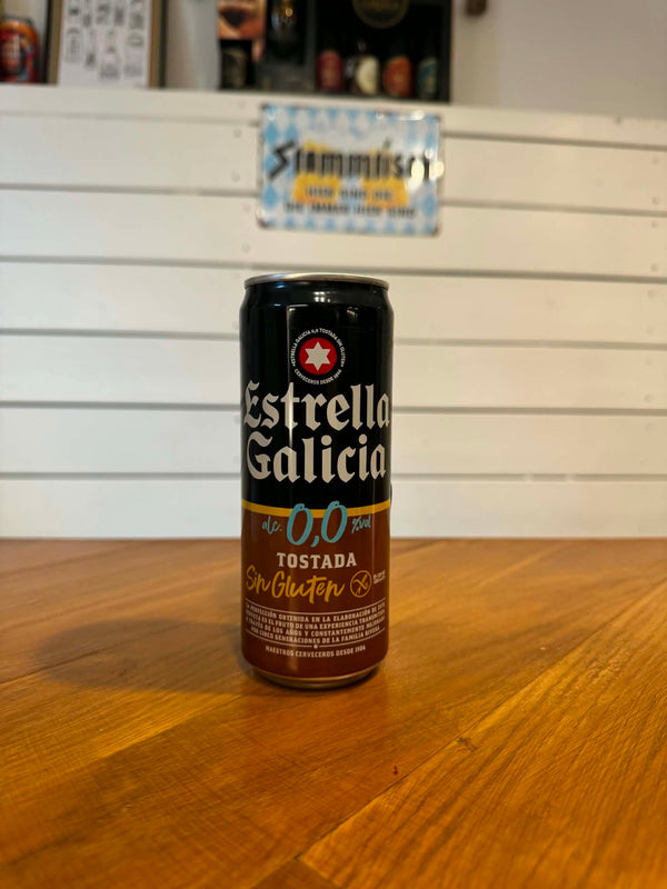 Estrella Galicia 0,0% TOSTADA - 33cl, 0,0%, Alkoholfri og Glutenfri Lager - Hijos de Rivera