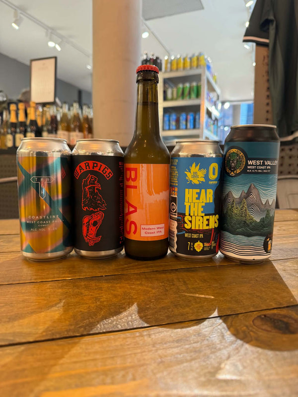 West Coast IPA-ølsmagekasse m. 5 øl
