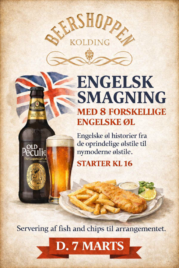 Ølsmagning - Engelsk smagning m/8 øl + mad d. 07/3 2026