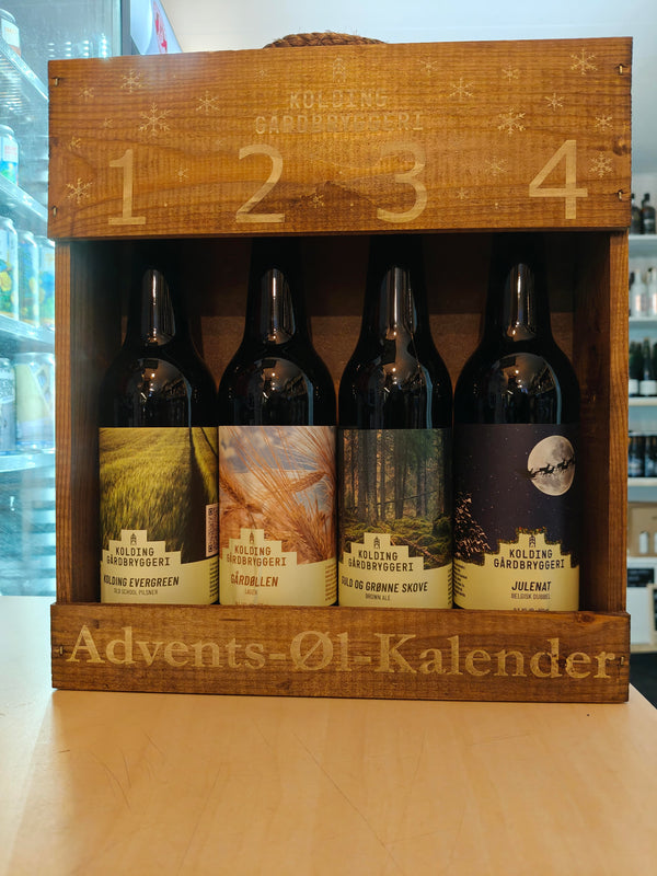 Advents øl træ kasse fra Kolding Gårdbryggeri m/ 4 øl