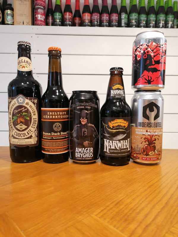 Stout og Porter smagekasse med 6 top-bedømte mørke øl
