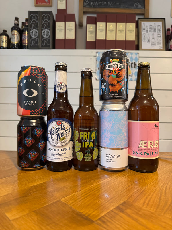 Alkoholfri-pakke m. 7 alkoholfri øl.