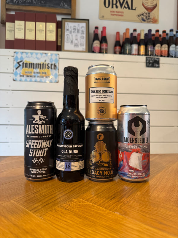 Premium Stout-smagekassen (4+ rating på Untappd) m/ 5 øl