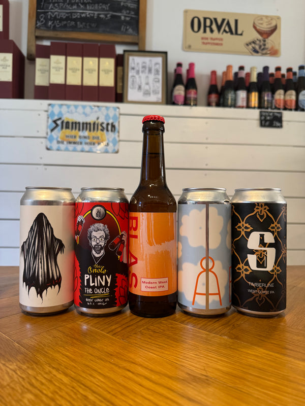 West Coast IPA-ølsmagekasse m. 5 øl