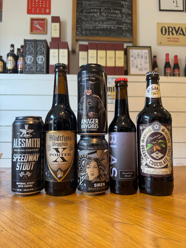 Stout og Porter smagekasse med 6 mørke øl