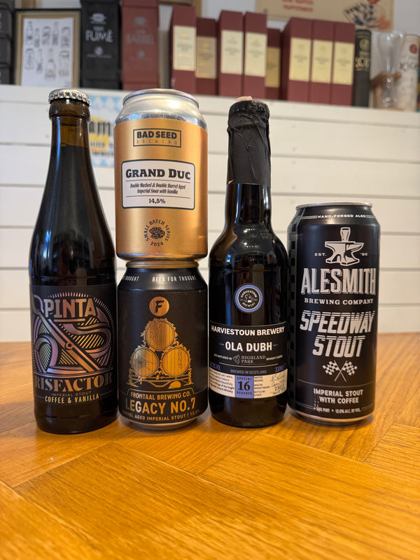 Premium Stout-smagekassen (4+ rating på Untappd) m/ 5 øl
