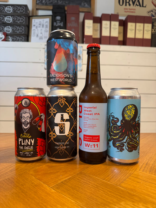 West Coast IPA-ølsmagekasse m. 5 øl