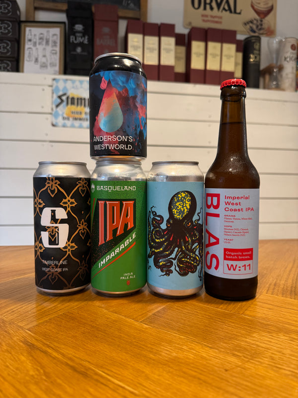 West Coast IPA-ølsmagekasse m. 5 øl