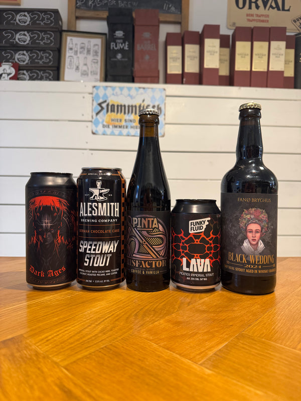 Premium Stout-smagekassen (4+ rating på Untappd) m/ 5 øl