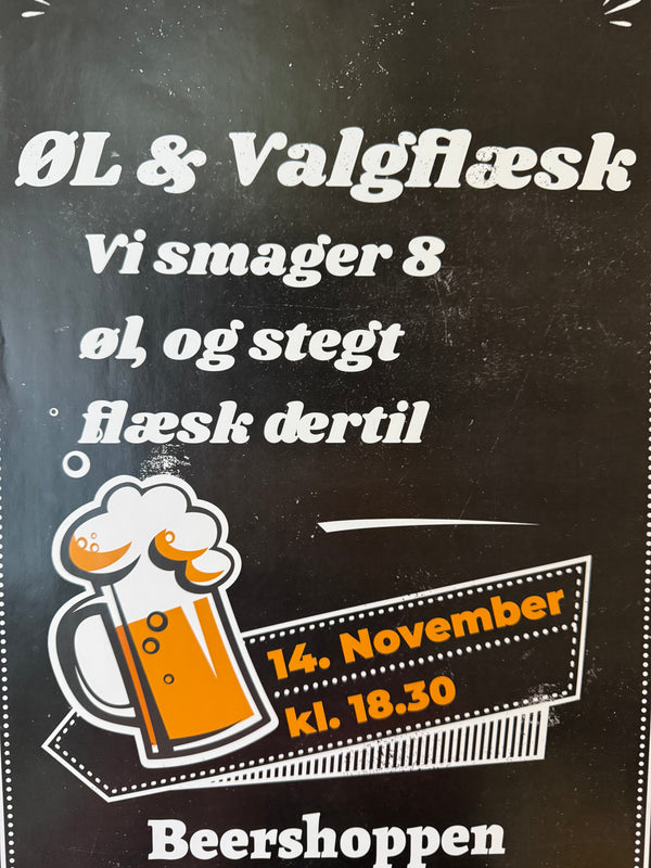 Øl og valgflæsk - 8 øl samt stægt flæsk d. 14/11