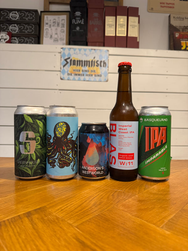 West Coast IPA-ølsmagekasse m. 5 øl