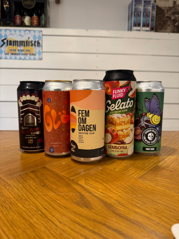 Premium Sour-smagekassen (4+ rating på Untappd) m/ 5 øl