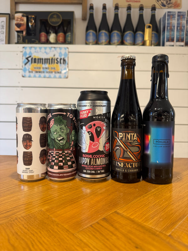 Premium Porter/Stout-smagekassen (4+ rating på Untappd) m/ 5 øl