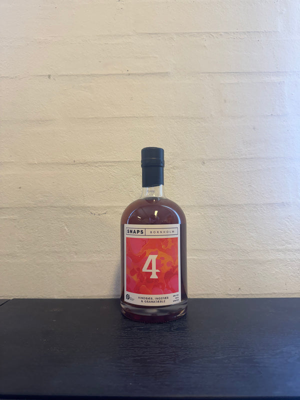 No. 4 (Hindbær, Ingefær, Granatæble) - 50cl, 40%, Økologisk  Snaps - Snaps Bornholm