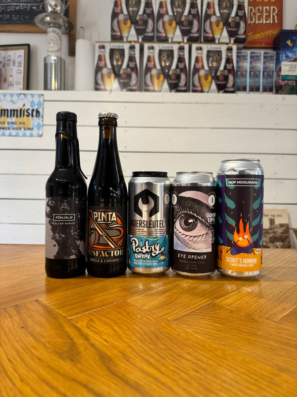 Premium Porter/Stout-smagekassen (4+ rating på Untappd) m/ 5 øl