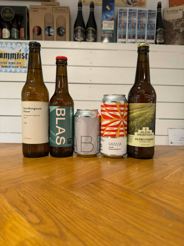 Dansk Pilsner-smagekasse m/5 øl