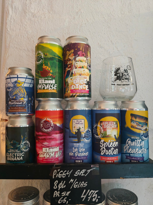 Piggy Brewing Frankrig - ØL sæt m/ 8 forsk. øl + smageglas